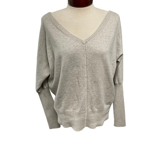Boston Proper Deep V-Neck Sweater Cashmere Blend Womens Large Minimalist - Picture 1 of 6